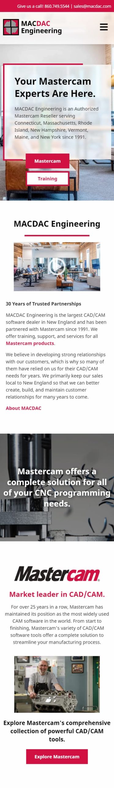 MACDAC Engineering Website Mobile Preview